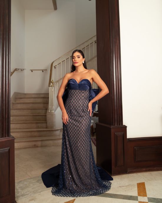 Vestido Longo Vionara Azul marinho 