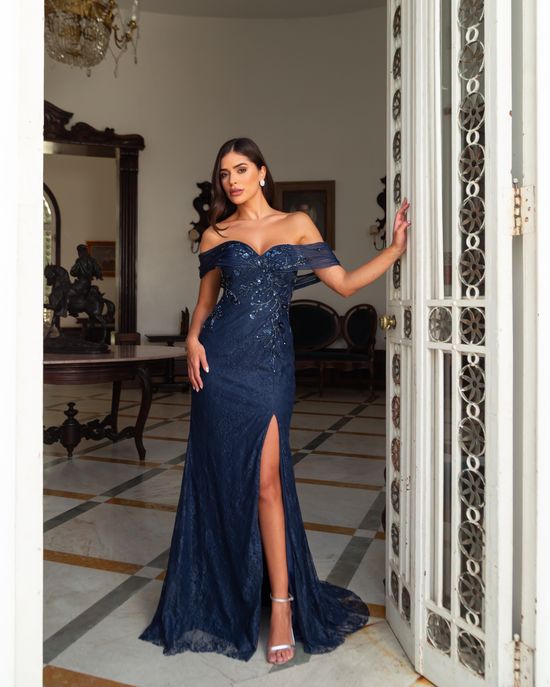 Vestido Longo Athera Azul Marinho