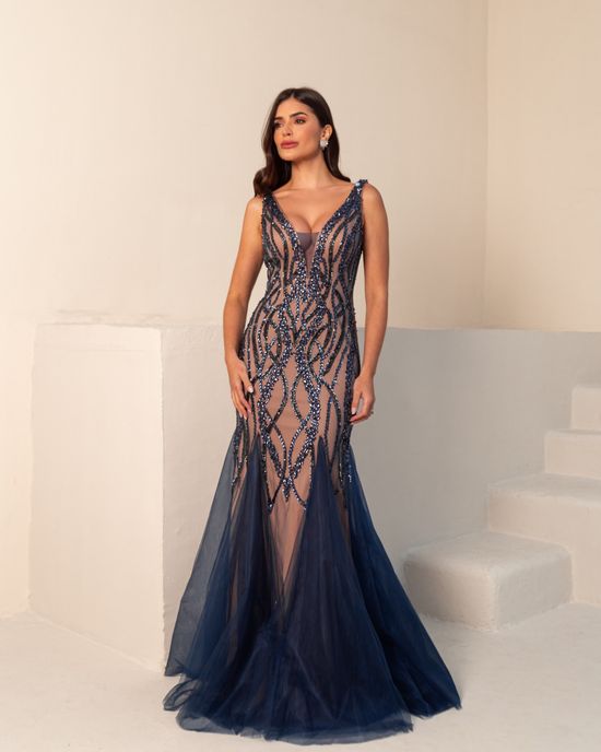 Vestido Longo Colette Azul Marinho