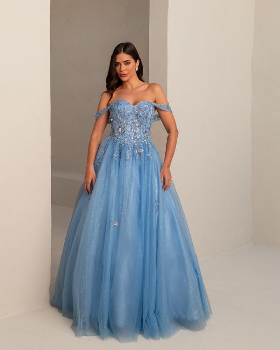 Vestido Longo Elara Azul 