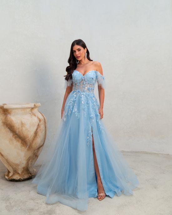 Vestido Longo Vallen  Azul Serenity