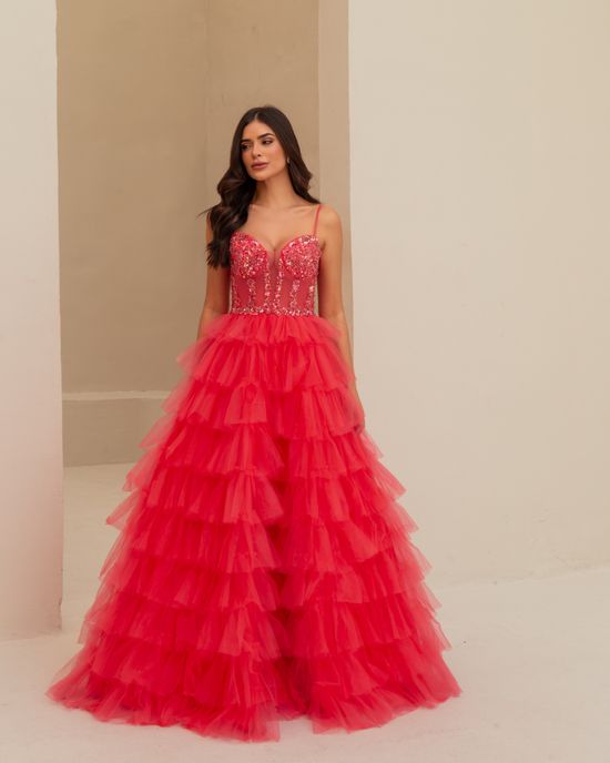 Vestido Longo  Rosalie  Coral 