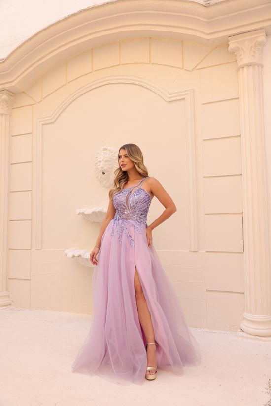 Vestido Longo Amelisse Lilas