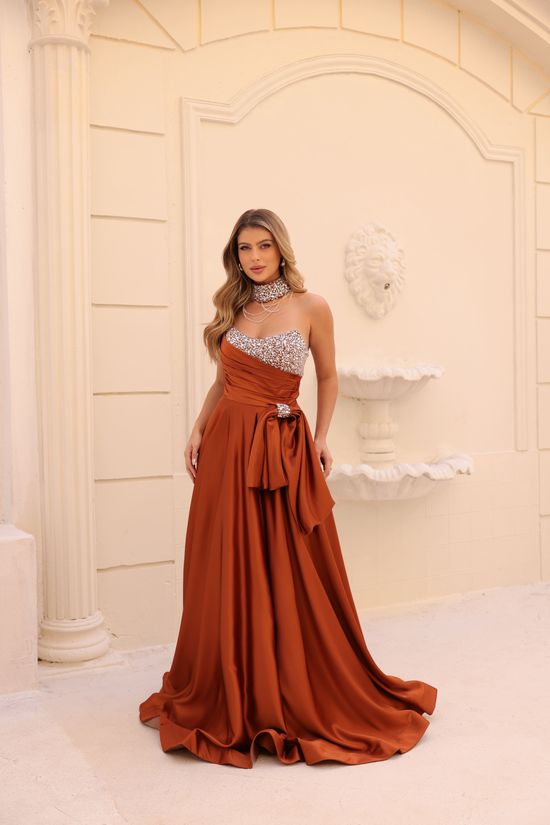 Vestido Longo Lysara Terracota