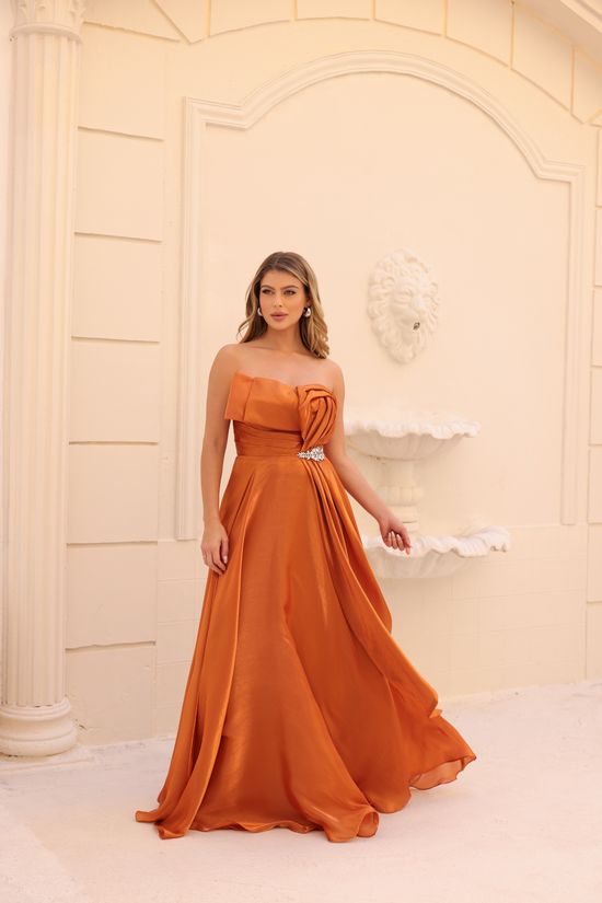 Vestido Longo Zirelle Terracota