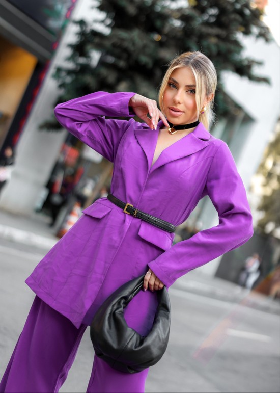 BLAZER  SHEILA - ALFAIATARIA CLOE FORRADO - ROXO KPOP 