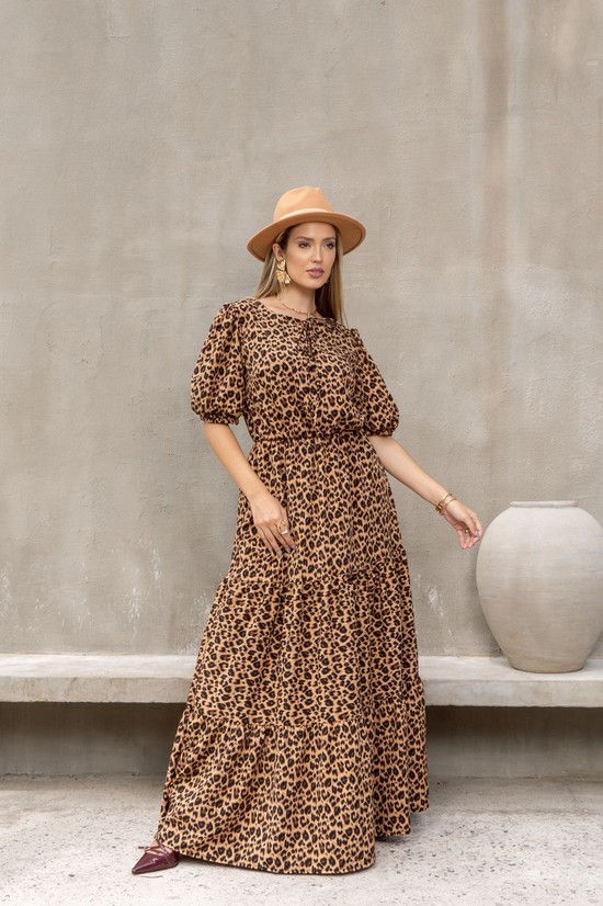 VESTIDO LONGO TAMARA - ANIMAL PRINT