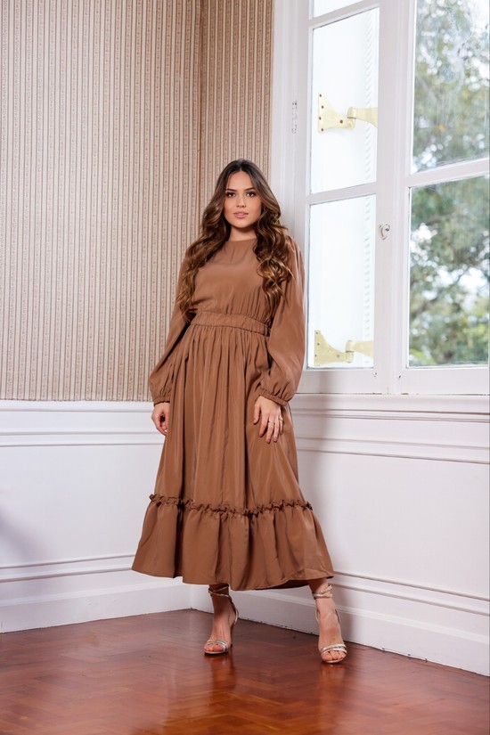 VESTIDO SANDRA - ALFAIATARIA CLOE FORRADA - NUDE PINGADO