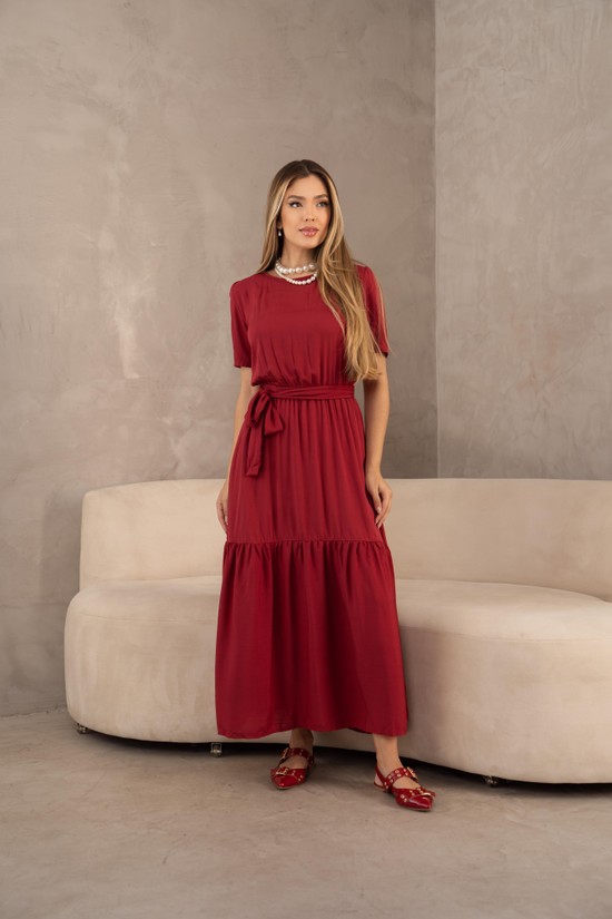 VESTIDO ANGÉLICA  - VISCOLINHO  FORRADA - VERMELHO 2