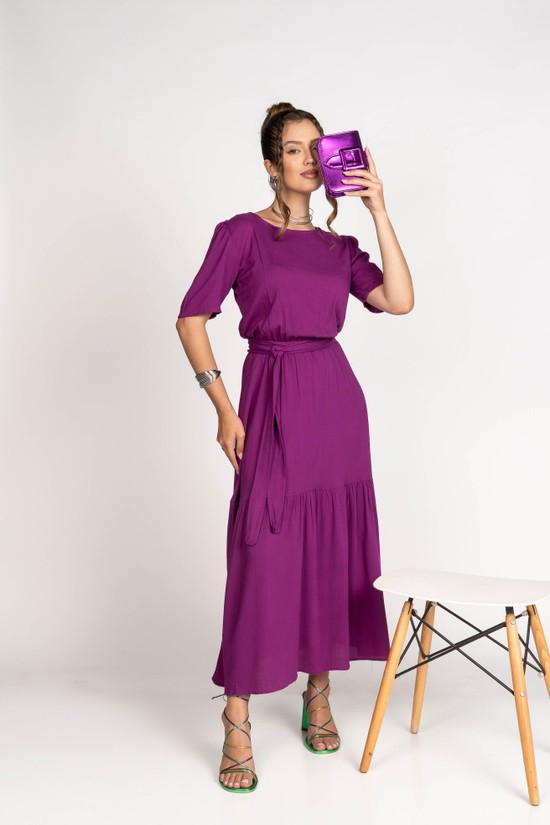 VESTIDO ANGÉLICA - VISCOLINHO - ROXO