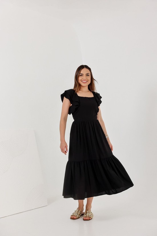 VESTIDO JORDANA - VISCOLINHO - PRETO