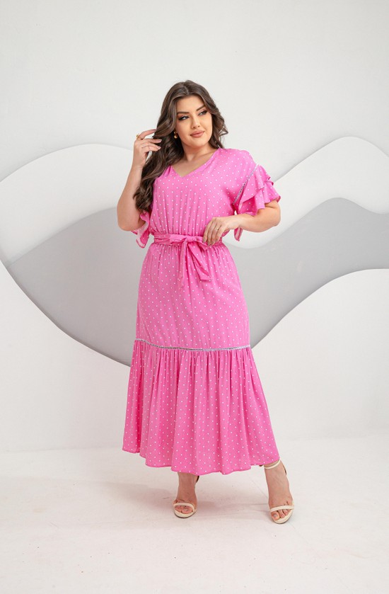 VESTIDO RENDA DORA - VISCOLINHO - POÁ ROSA