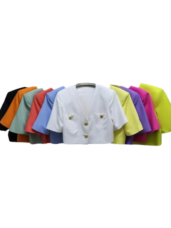 Blazer Cropped Botões Laranja