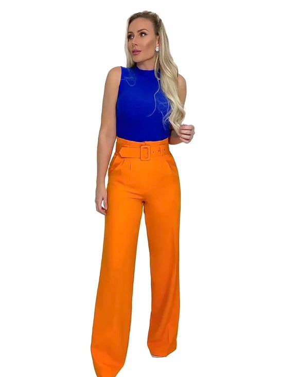 Calça Alfaiataria Pantalona Laranja