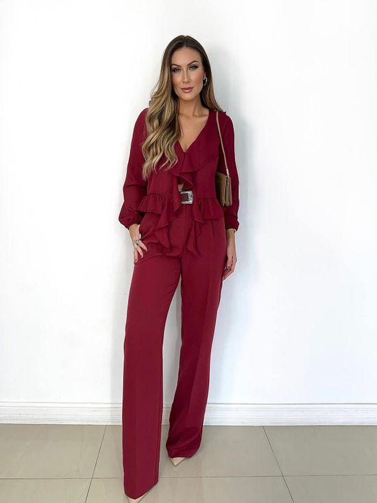 Calça Wide Leg Alfaiataria Classic Vinho