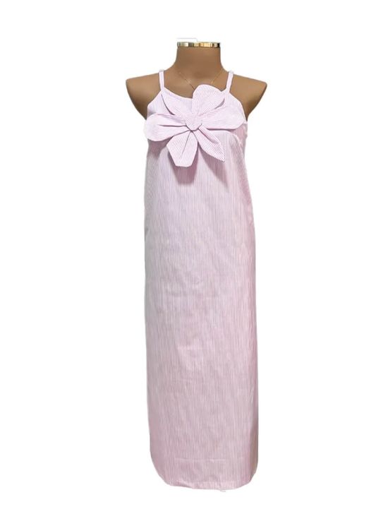 Vestido Flor Listrado Rosa BB