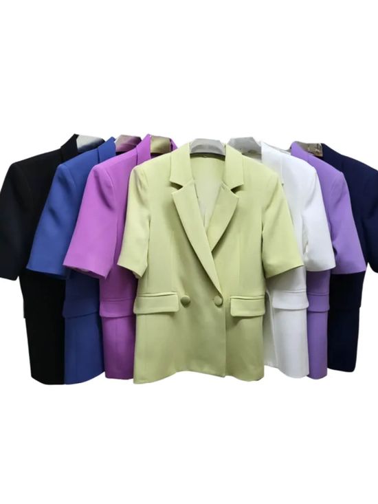 Blazer Alfaiataria Manga Curta Preto