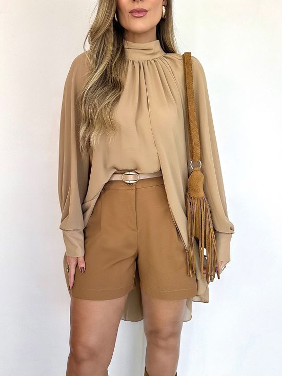 Blusa Bata Chloé Bege