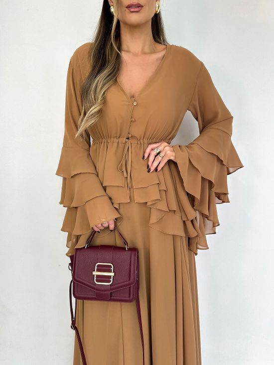 Blusa Babados Elegance Camel