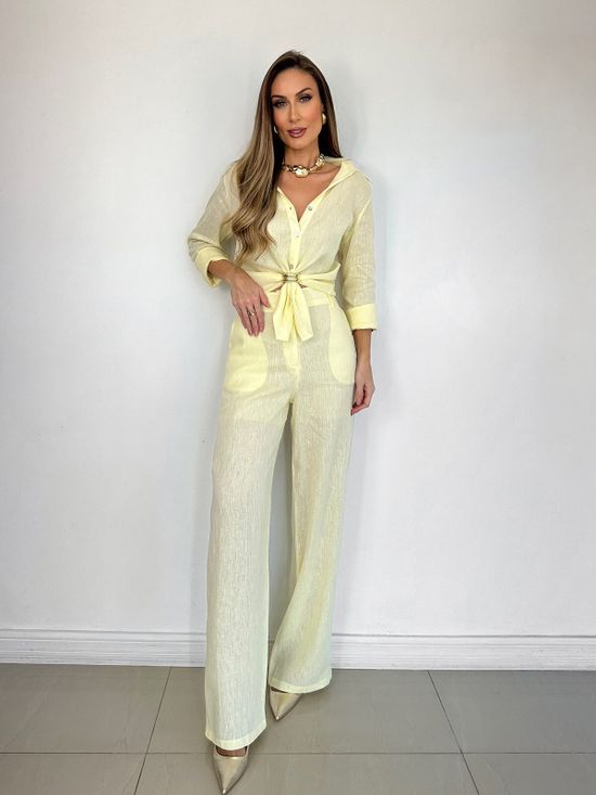 Calça Rione Linho Amarelo Limão