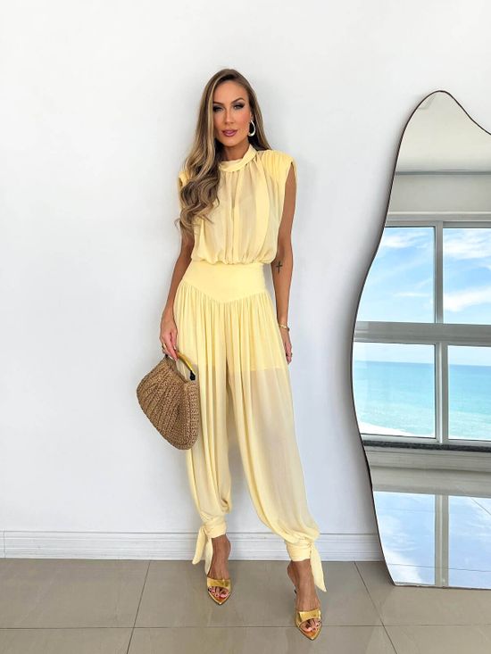 Calça Aladim Com Amarração Amarelo
