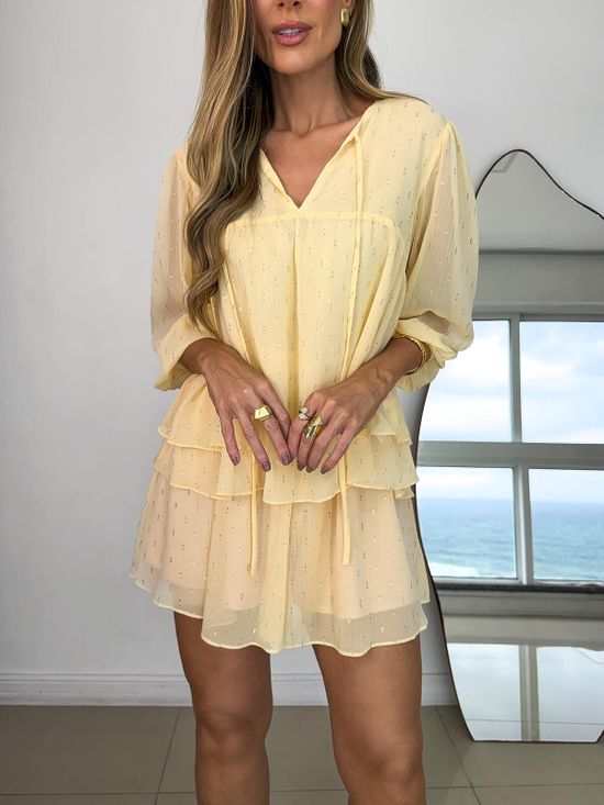 Blusa Bata Lurex Camille Amarelo