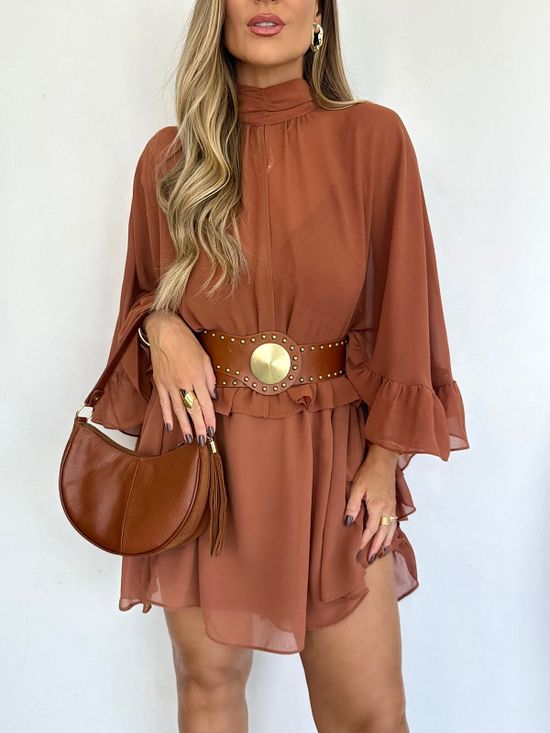 Vestido Boho Capa Camel