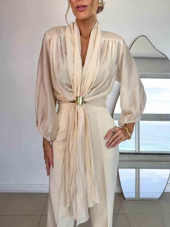 Blusa Echarpe Aura Glow Marfim