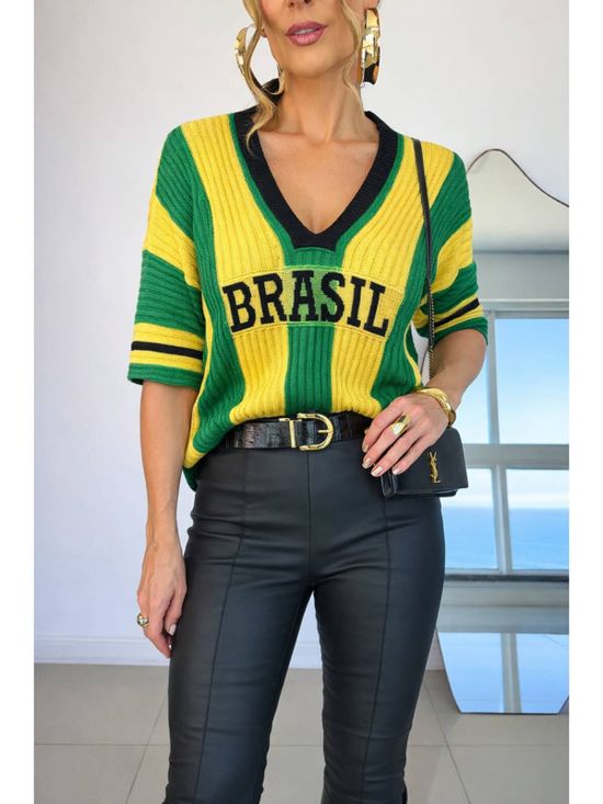 Blusa Tricô Soltinha Brasil Verde