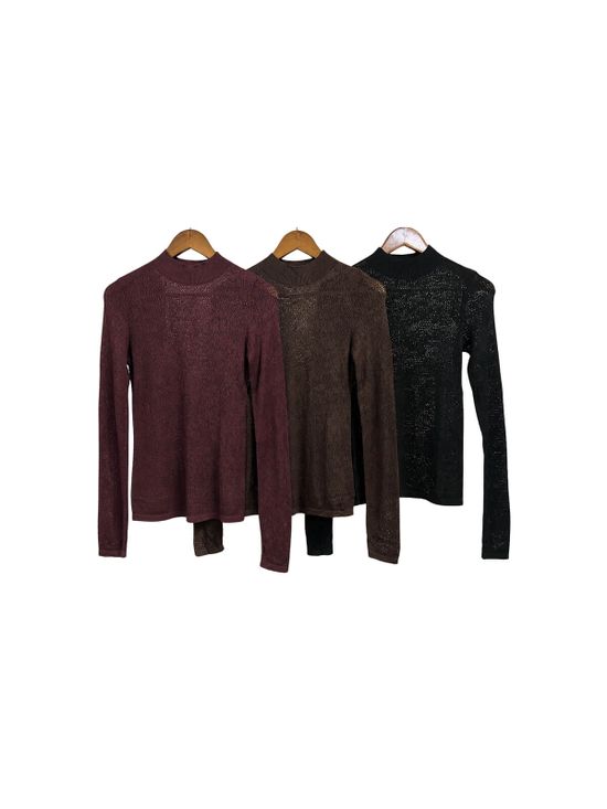 Blusa Tricô Renda Marrom