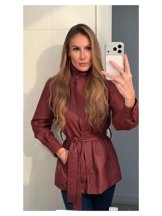 Jaqueta Parka Alongada Marsala