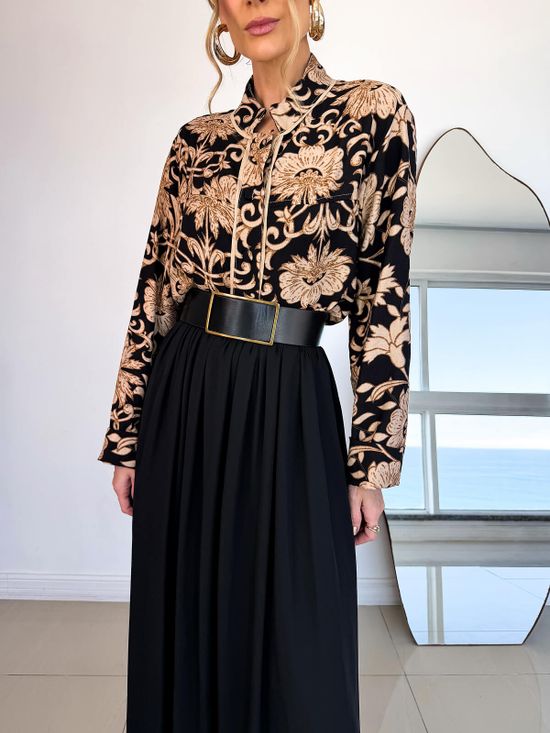 Camisa Estampada Preto