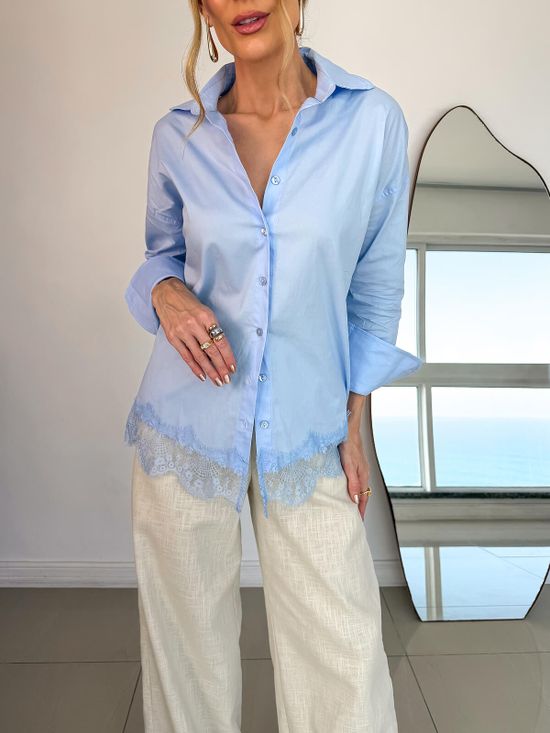 Camisa Com Renda Azul