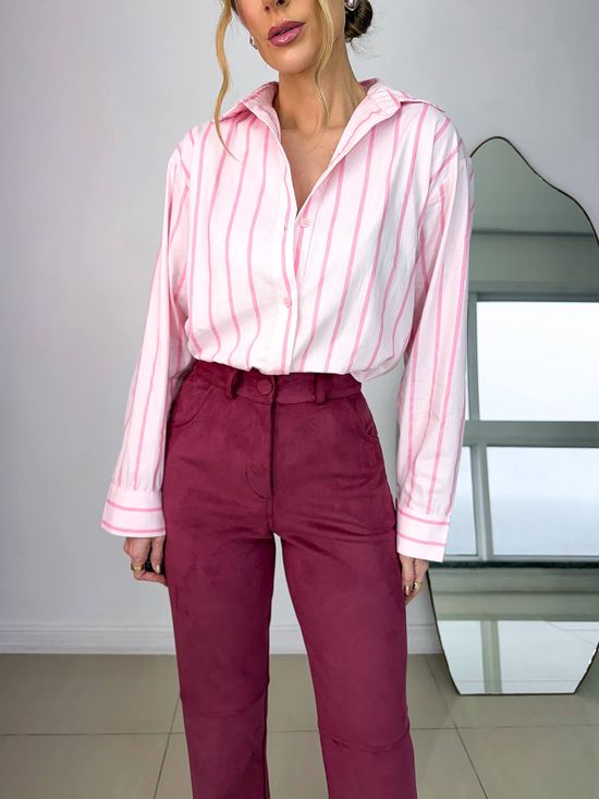 Camisa Listrada Rosa