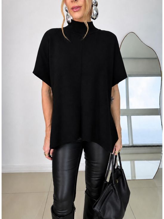 Blusa Gola Modal Friso Preto