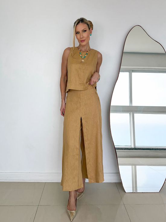 Conjunto Linho Pantacourt Bege