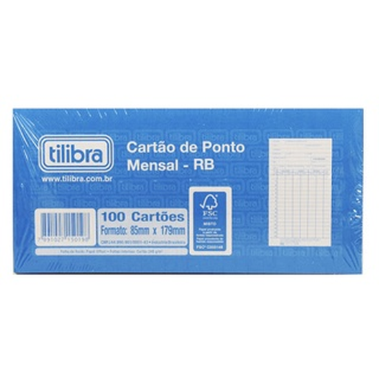 Cartão De Ponto Mensal Rb 100 Folhas Tilibra Br Ltda 8503
