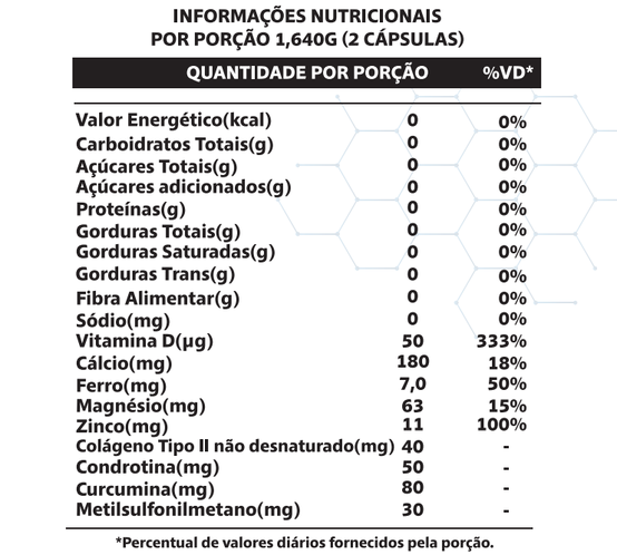 Produto Artro Plus - Tabela Nutricional