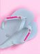 Havaianas Top Branca + Escrita Rosa Neon + Borboleta Rosa Neon