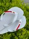 Havaianas Top Branca + Escrita Vermelha + Borboleta Vermelha 