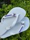 Havaianas Top Branca + Escrita Roxa + Stitch Roxo
