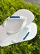 Havaianas Top Branca + Escrita Azul Metalizado 