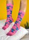Meia Stitch Fundo Rosa Flor Azul