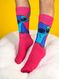 Meia Stitch Fundo Rosa Pink Orelha Lilas