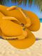 Havaianas Top Amarela + Escrita Dourada + Tucano + Coqueiro
