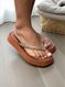 Chinelo Flatform Lunielly Strass Marrom