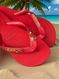 Havaianas Top Vermelha + Escrita Dourada + Tucano + Coqueiro