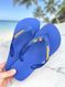 Havaianas Top Azul Naval + Escrita Dourada + Bandeira Brasil e Tucano