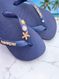 Havaianas Top Marinho + Escrita Dourada + Estrela, Concha, Tartaruga e Ponto de Luz