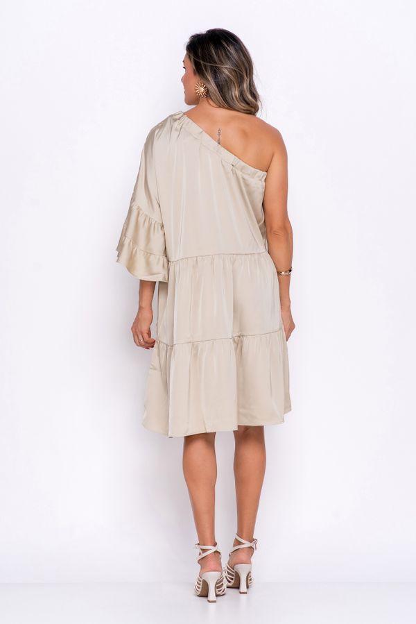 VESTIDO CREPE SATIN CHAMPAGNE